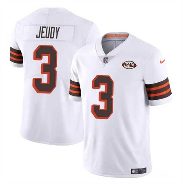 Men & Women & Youth Cleveland Browns #3 Jerry Jeudy White 1946 Collection Vapor Limited Football Stitched Jersey->cleveland browns->NFL Jersey